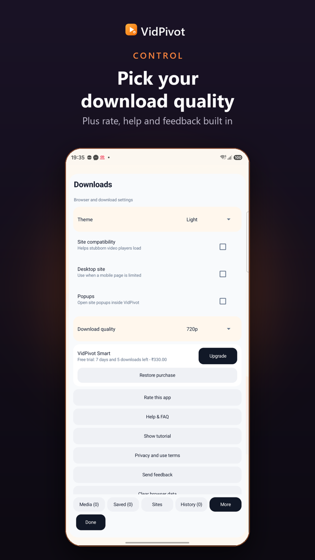 VidPivot download progress and controls