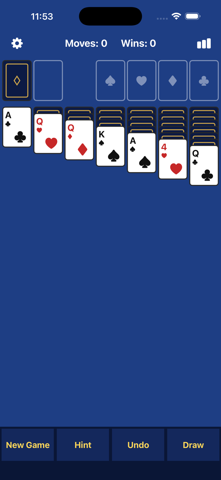 Solitaire Odyssey on iPhone, screen 1